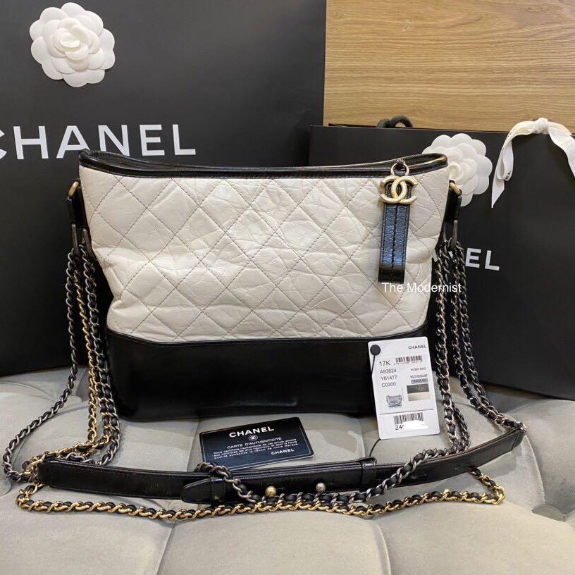 Authentic Chanel Medium Gabrielle Hobo Bag White/Black, Luxury