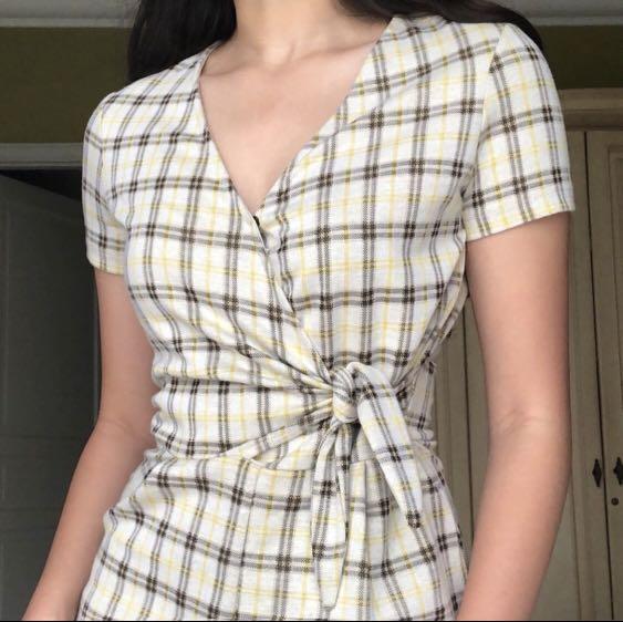 yellow plaid jumpsuit