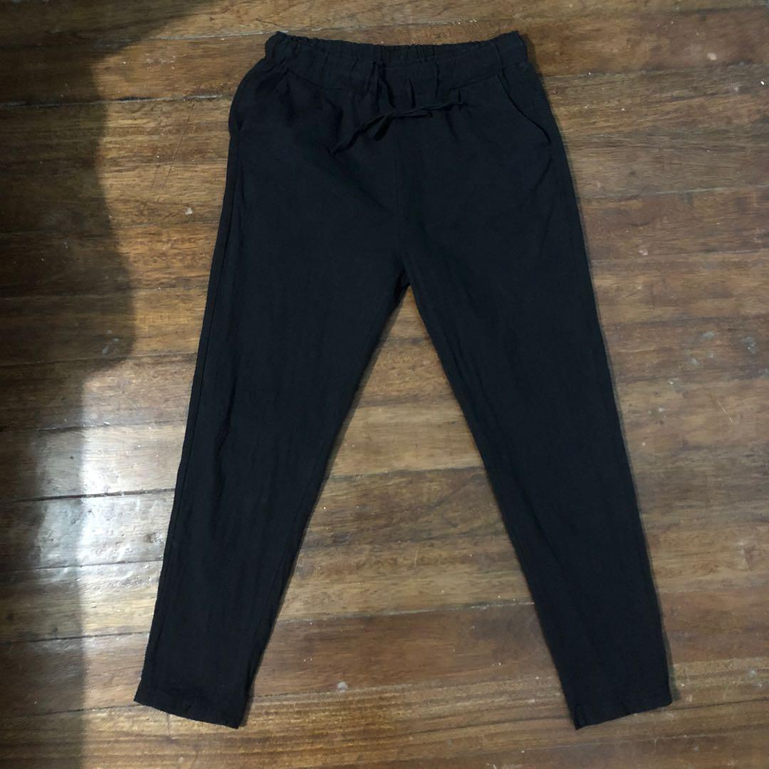 black high waisted jogger pants