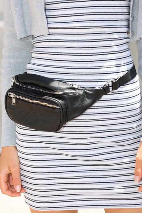 Brandy melville black leather fanny pack 2025