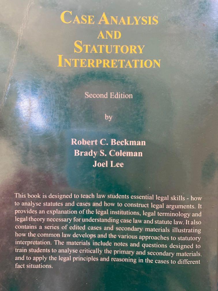 Case Analysis and Statutory Interpretation Cases and Materials, Hobbies ...