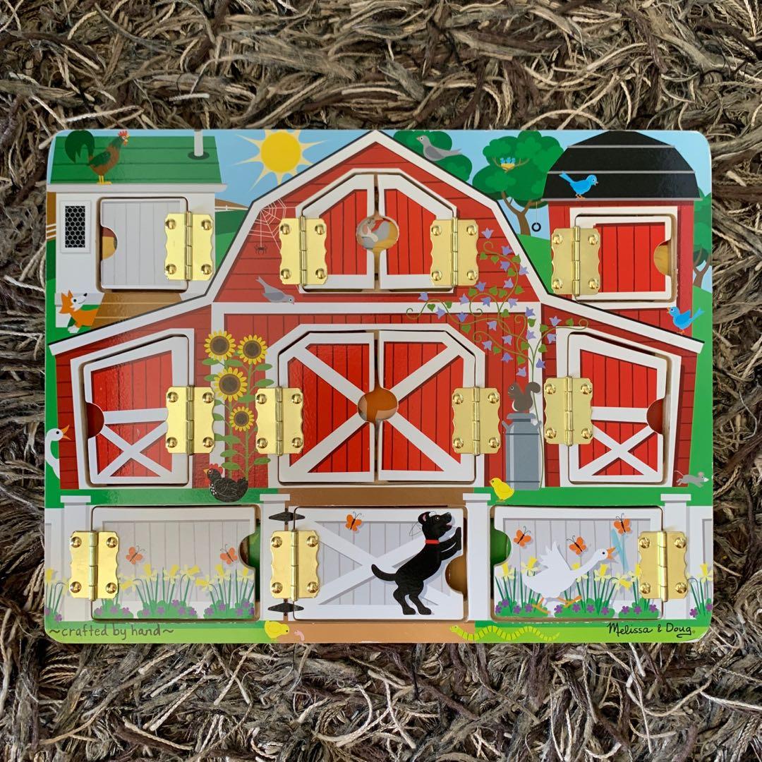 Melissa & doug hide and seek farm wooden activity board with barnyard animal magnets new arrivals