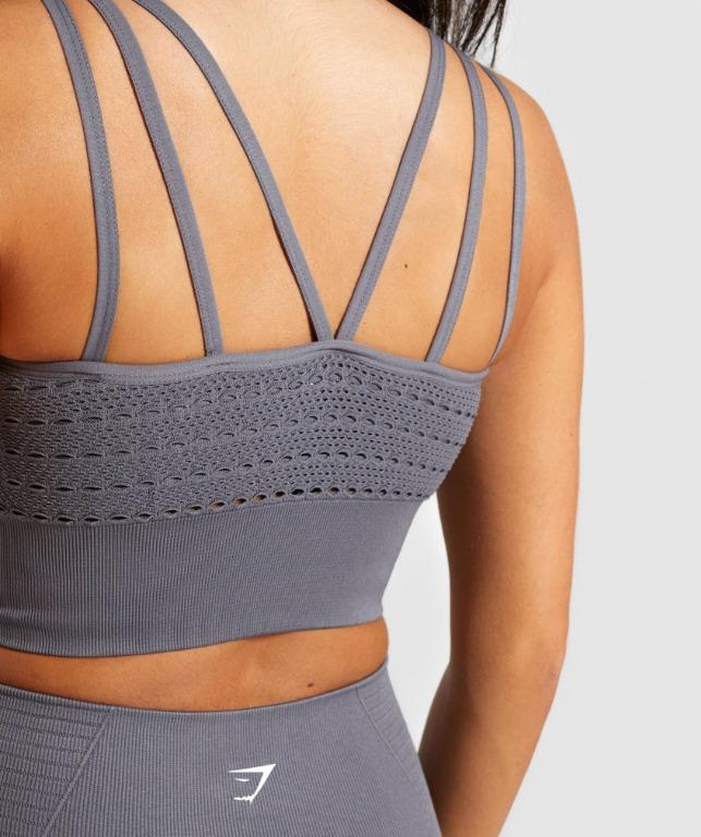 GYMSHARK SMOKEY GREY ENERGY+ SEAMLESS CROP TOP SIZE M - BRAND NEW WITH TAG