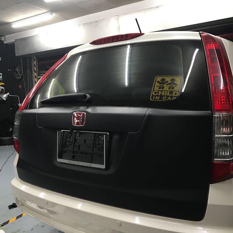 Honda Stream rear boot Matt black sticker wrap, Car Accessories ...