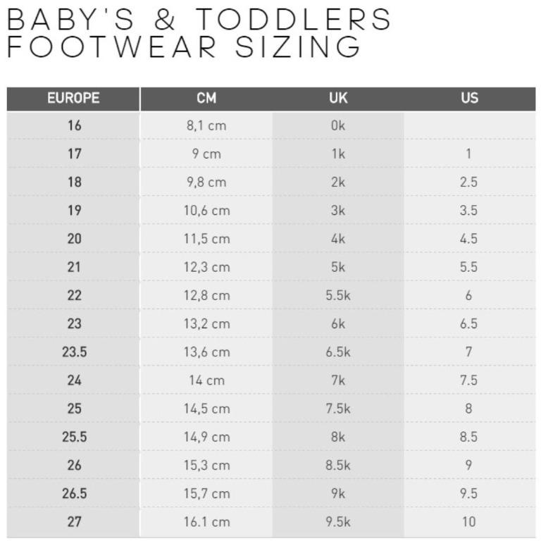 Size uninspired Chart Yeezy Kids
