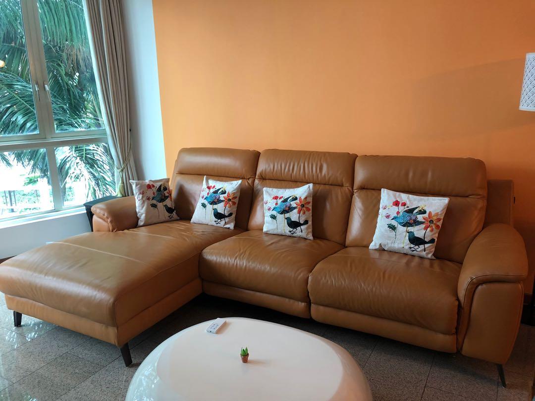 L Shape Pure Leather Electric Recliner Sofa Furniture Sofas On