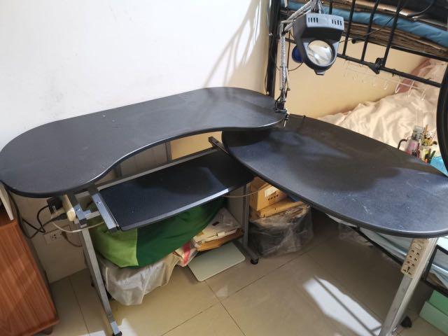 L-Shaped Foldable Wooden Computer Table Office Workstation (Category: Tables & Sets) located in Makati City. Submitted by chamiweechee (Listing ID 1021054508, Image 2). Description: L-Shaped Foldable Wooden Computer Table Office Workstation For pick-up only in Makati on August 1-2 #makethebest1.