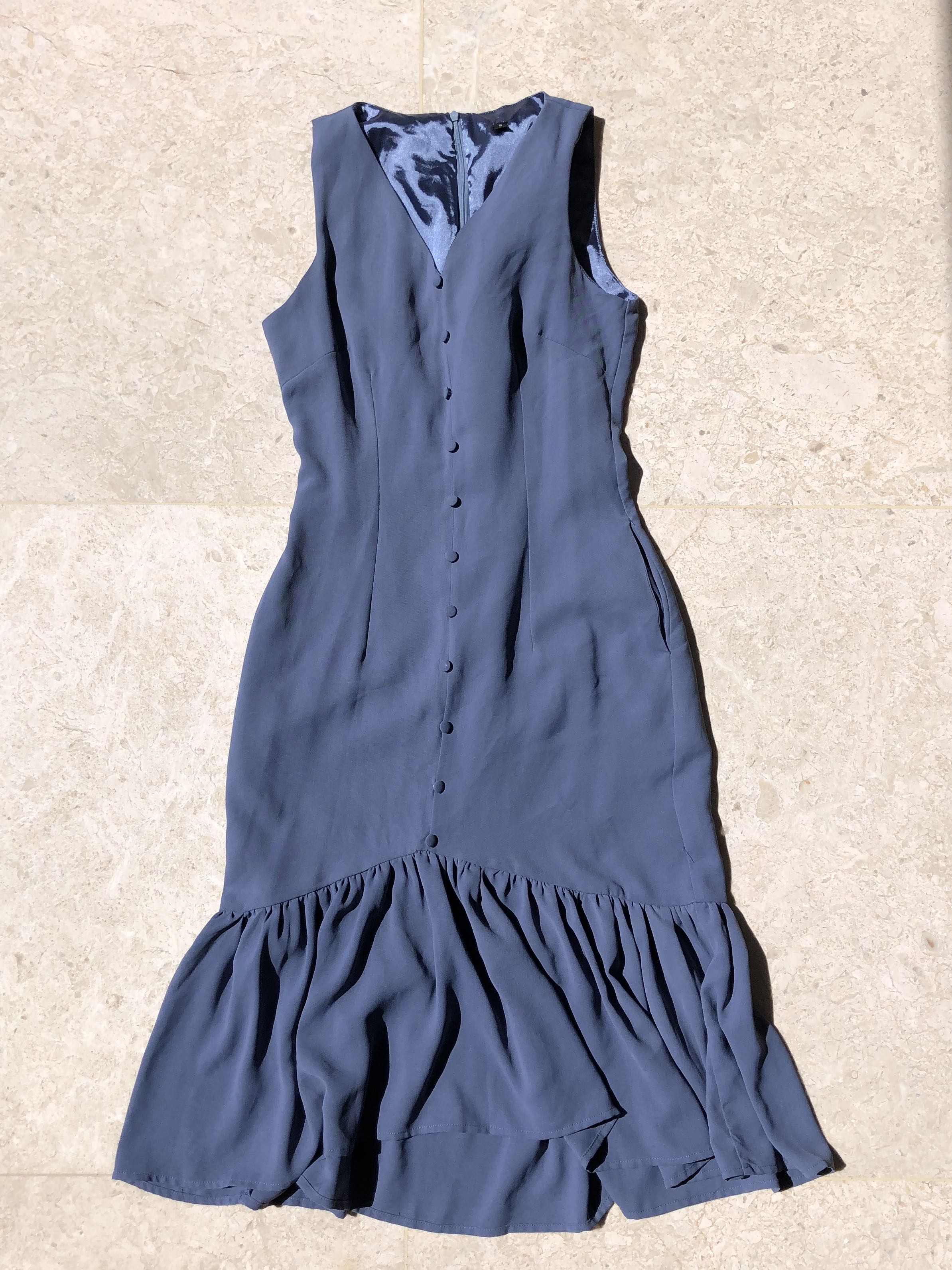 navy blue dress with ruffles