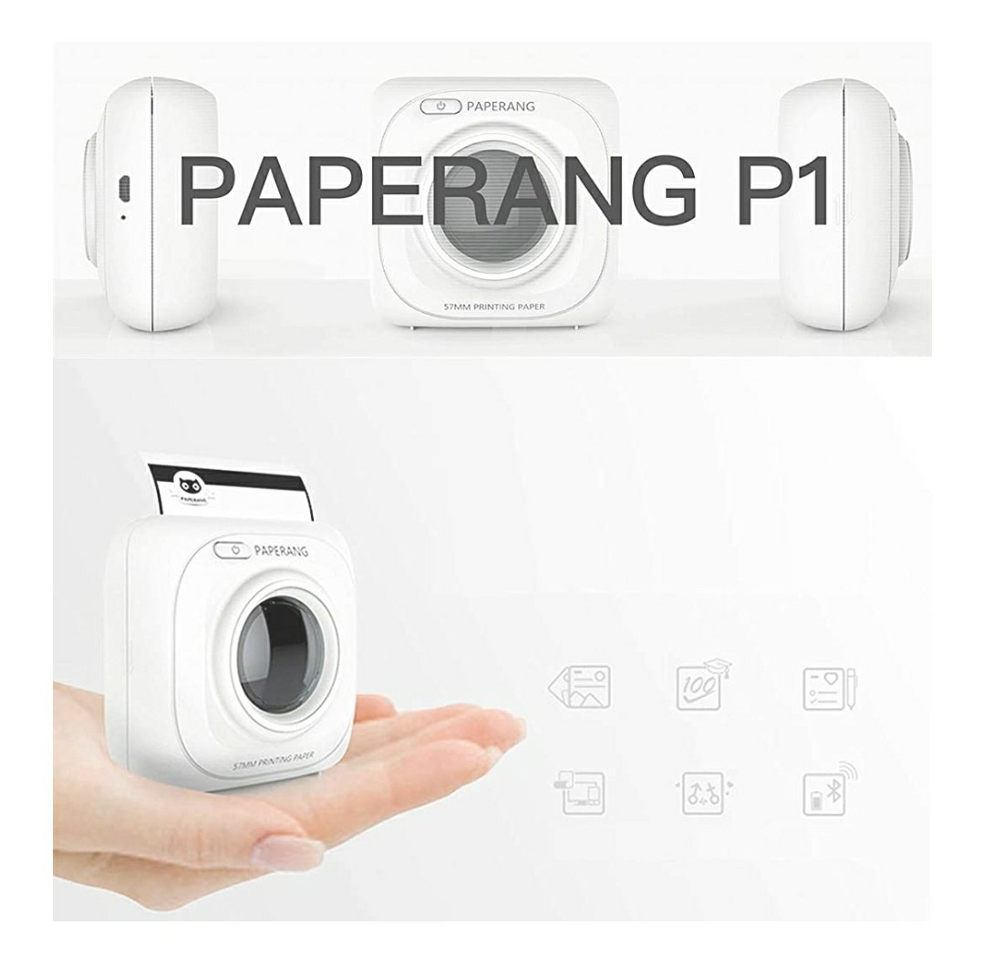 PAPERANG P1 Mini Portable Printer Paper Pocket Printer Edit Note/Photo Print/Learn Foreign Language/Scan Print/Wireless Bluetooth Printer for iOS/Android Mobile Birthday Gift