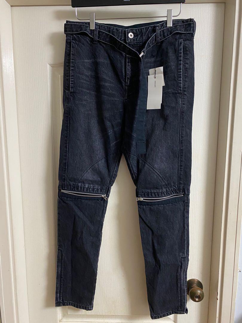 Sale !原價$4500 全新男裝Sacai zip denim jean Sz 2 new, 男裝, 褲