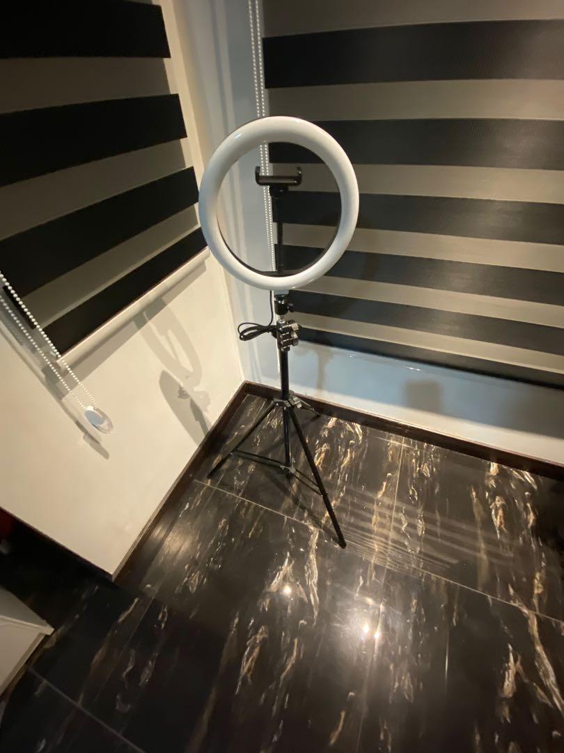 Selfie Ring Light with 6ft Stand and Phone holder (Category: Home Improvement Tools & Accessories) located in Manila. Submitted by thullah (Listing ID 1021040430, Image 1). Description: Brand new sealed! On hand Last 2 stocks 26cm/10” ring light Phone holder 6ft stand Comes with a box #sweldo7.