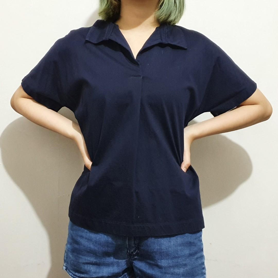 dark blue collared shirt