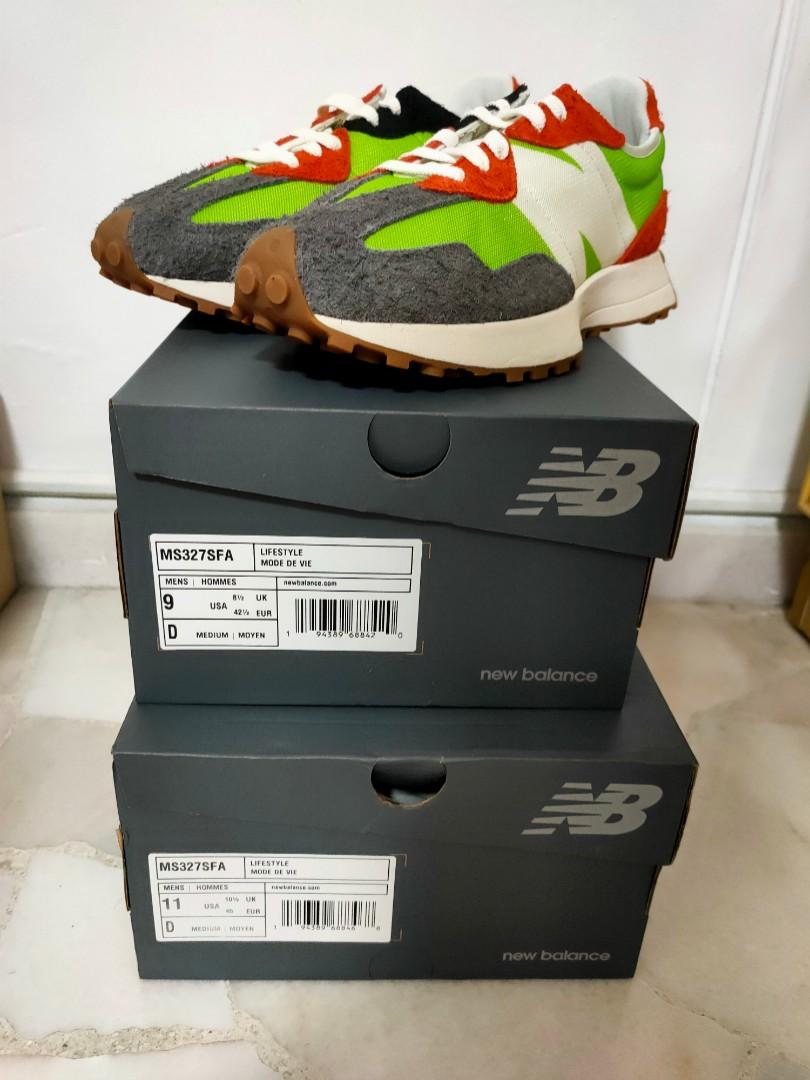 new balance 327 lime green red grey