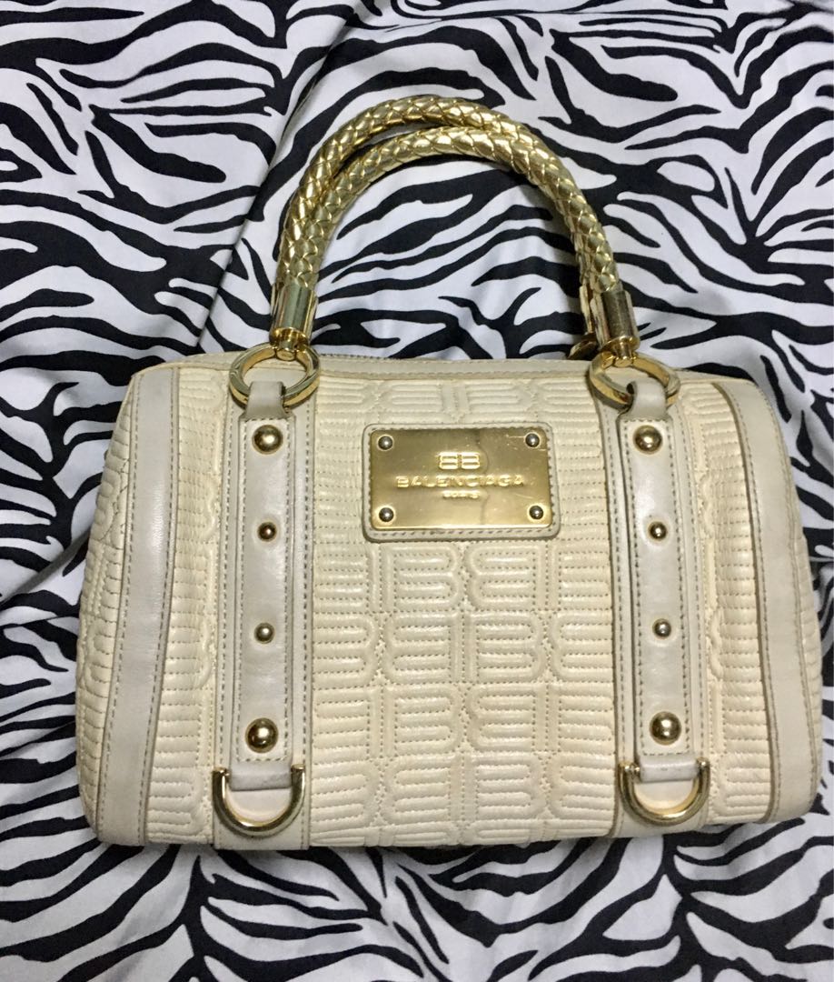VINTAGE BALENCIAGA MEDIUM DOCTOR S BAG WITH GOLD BRAIDED HANDLES