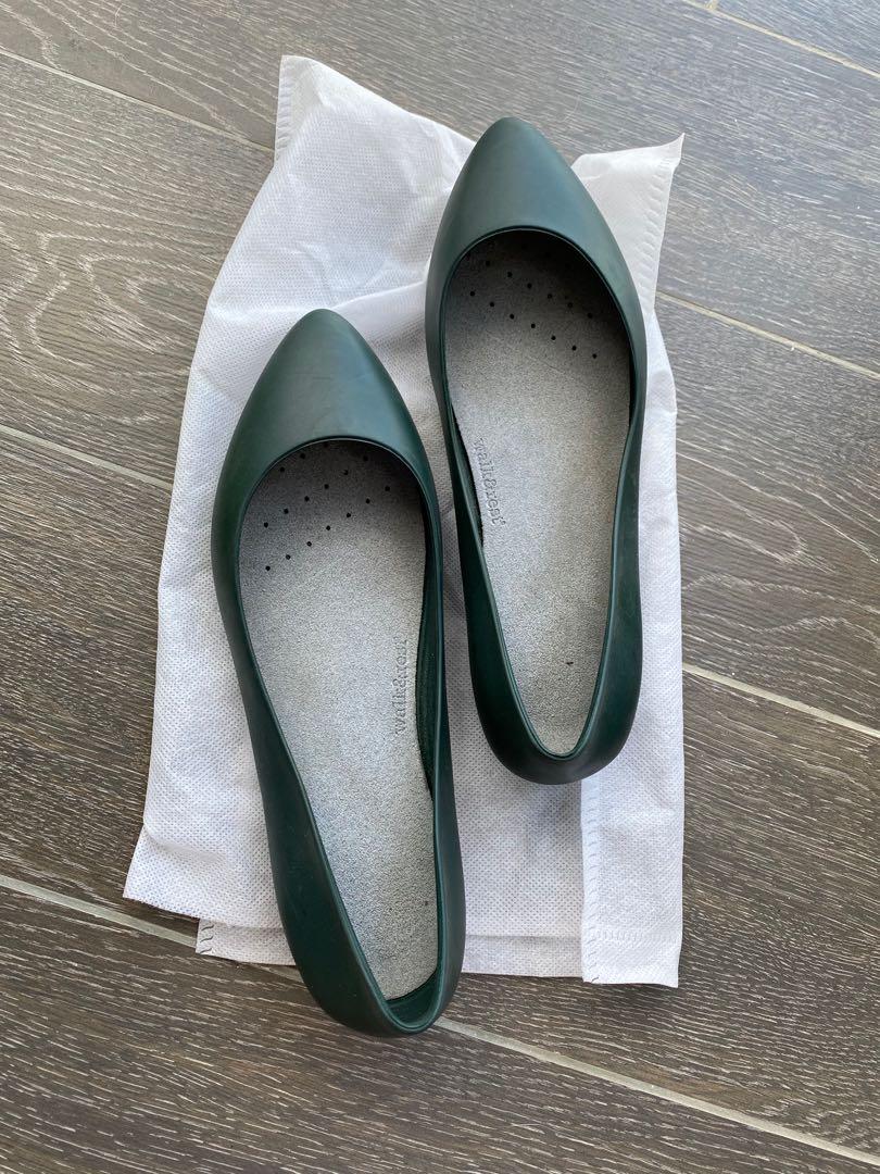 green pointed flats