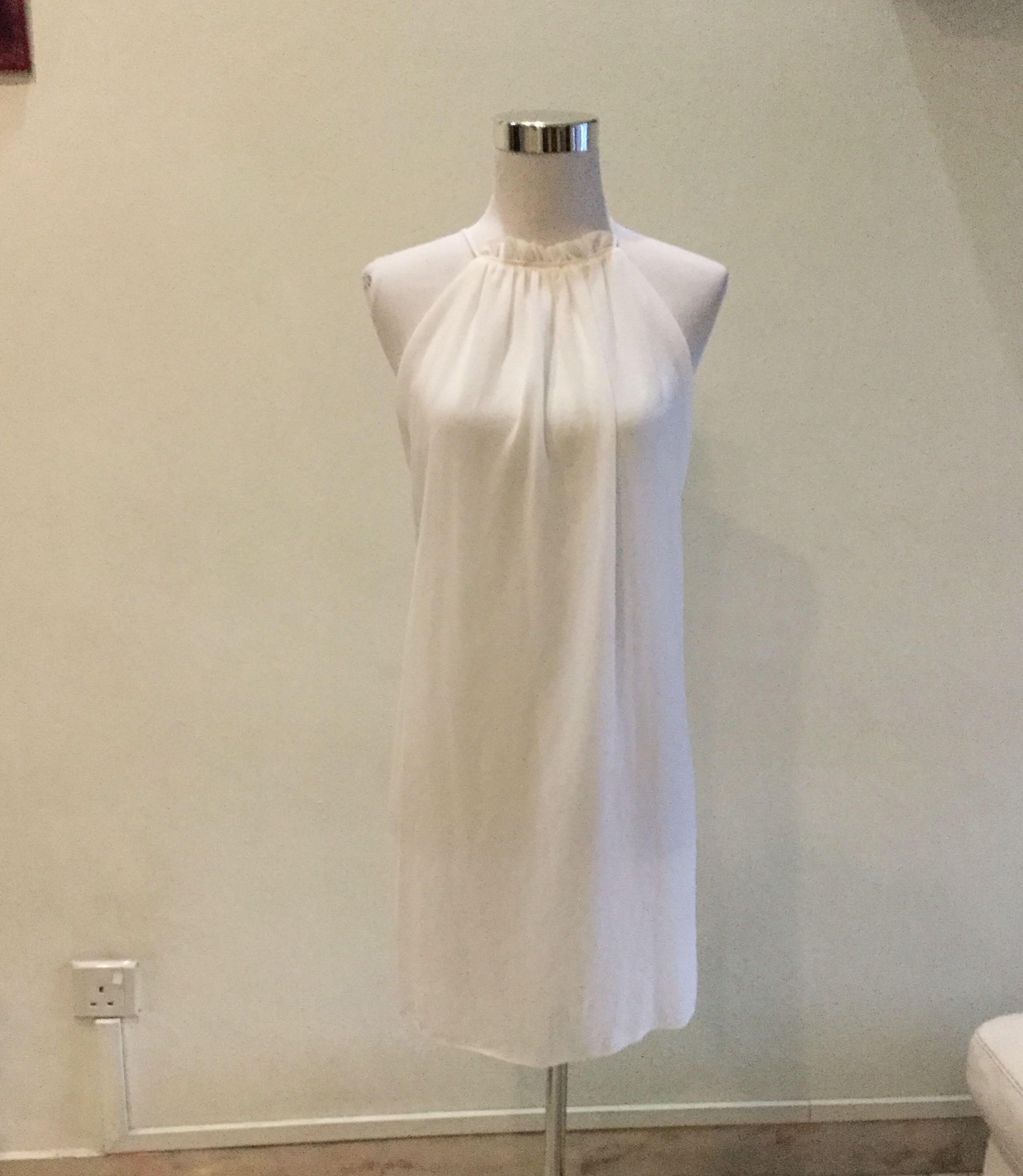 white halter shift dress