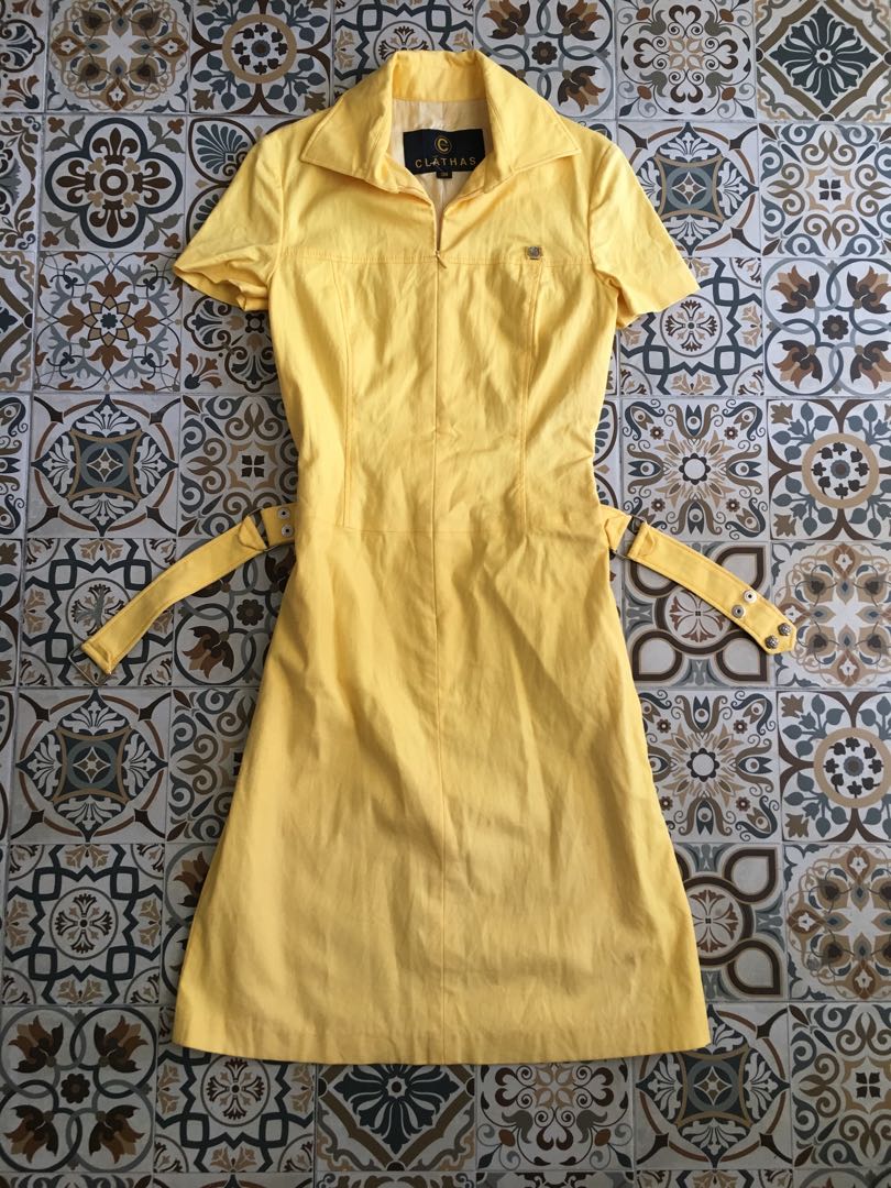 Yellow Denim Zip Up Dress On Carousell
