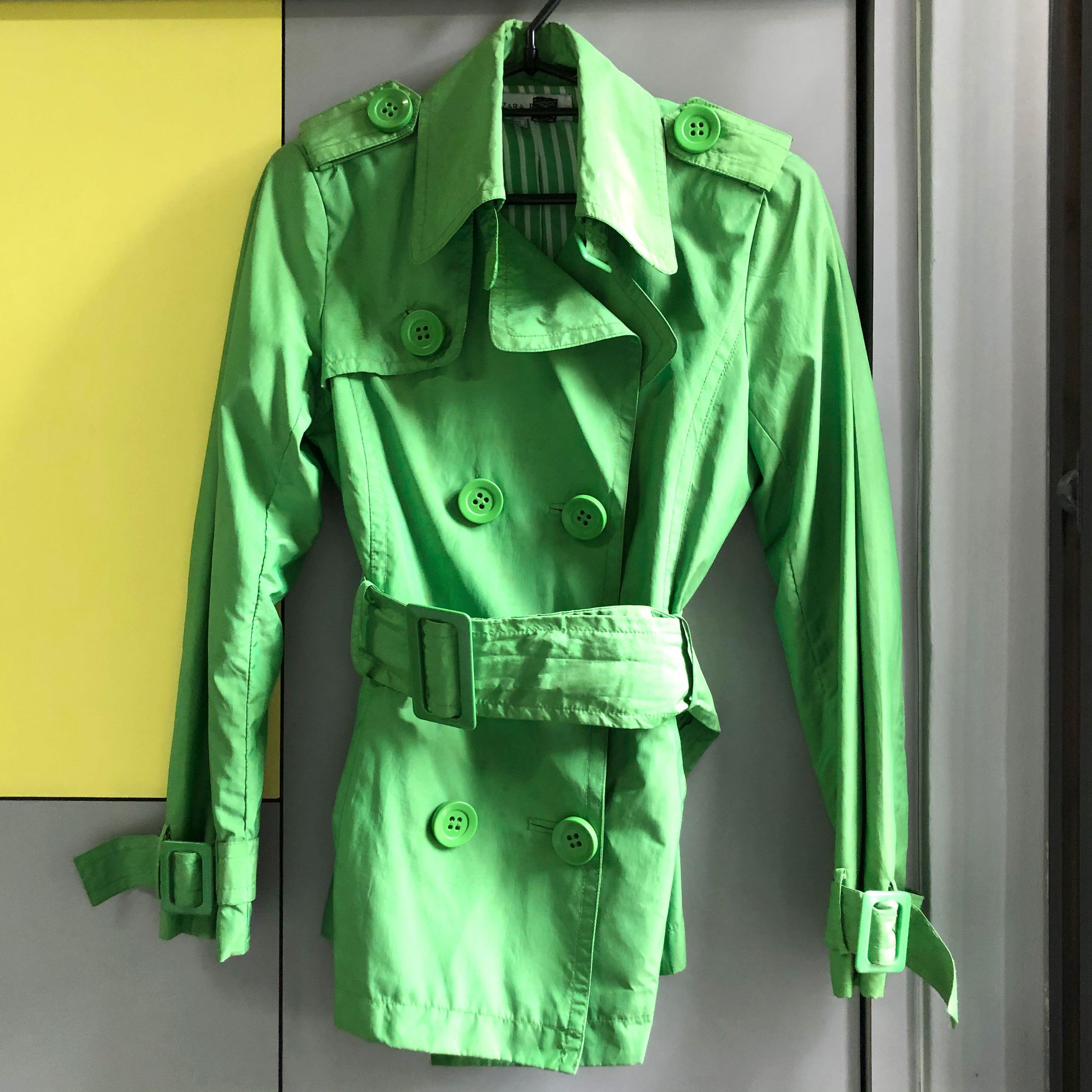 zara green trench coat