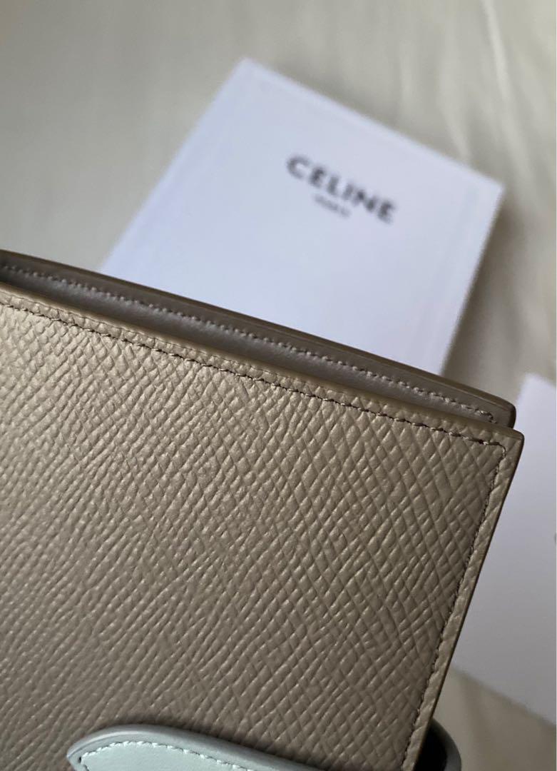 Shop CELINE Strap Small strap wallet in bicolour grained calfskin  (10H263BRU) by inthewall