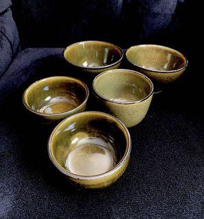 🔥Sale! 5pcs Moss Green Assorted Sizes Stoneware Cups