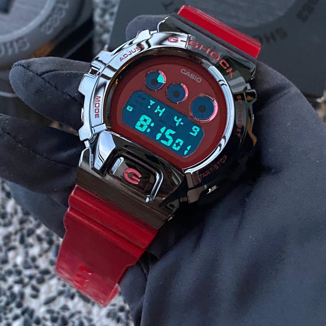 GM 6900B 4 RED TRANSLUCENT BAND BLACK ION PLATED