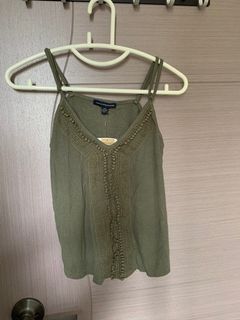 AEO lace top, tank top, crop top in green and military green with flag pattern weaving629757729068811127