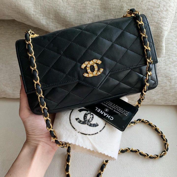 AUTHENTIC CHANEL Crystal Encrusted CC Mini Flap Bag, Luxury, Bags & Wallets  on Carousell