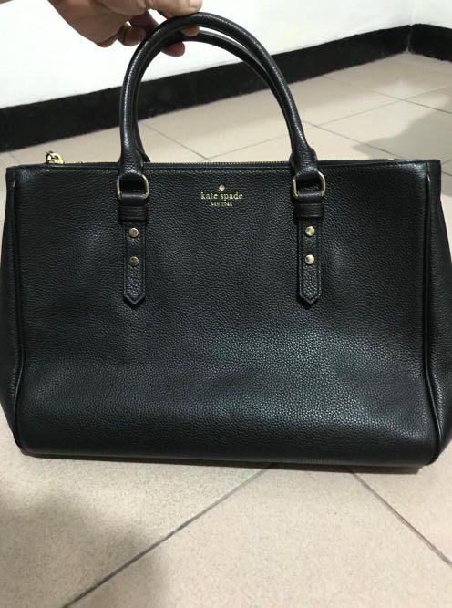 Authentic Kate Spade Leighann Mulberry Street Black Leather Satchel  Handbag, Luxury, Bags & Wallets on Carousell