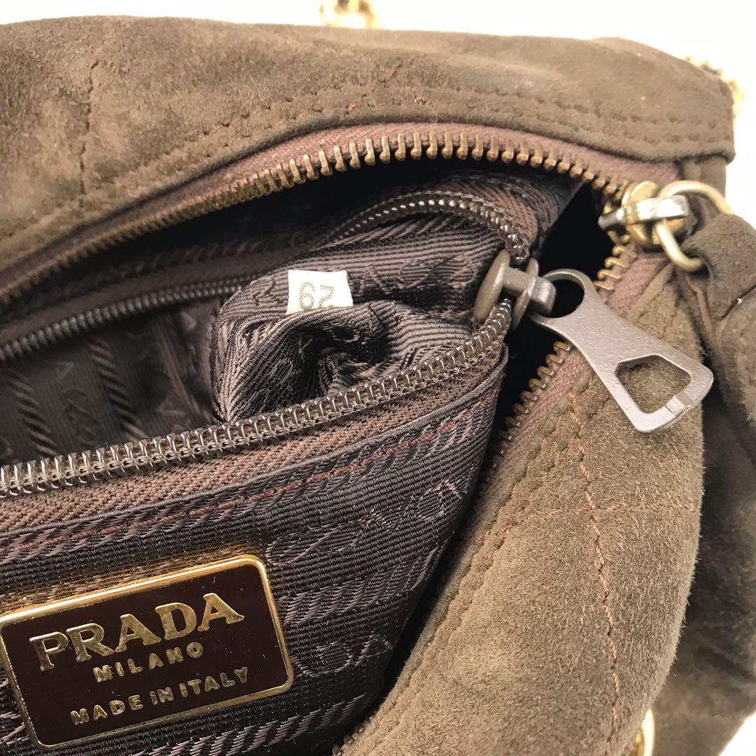Authentic vintage Prada suede leather chain shoulder bag