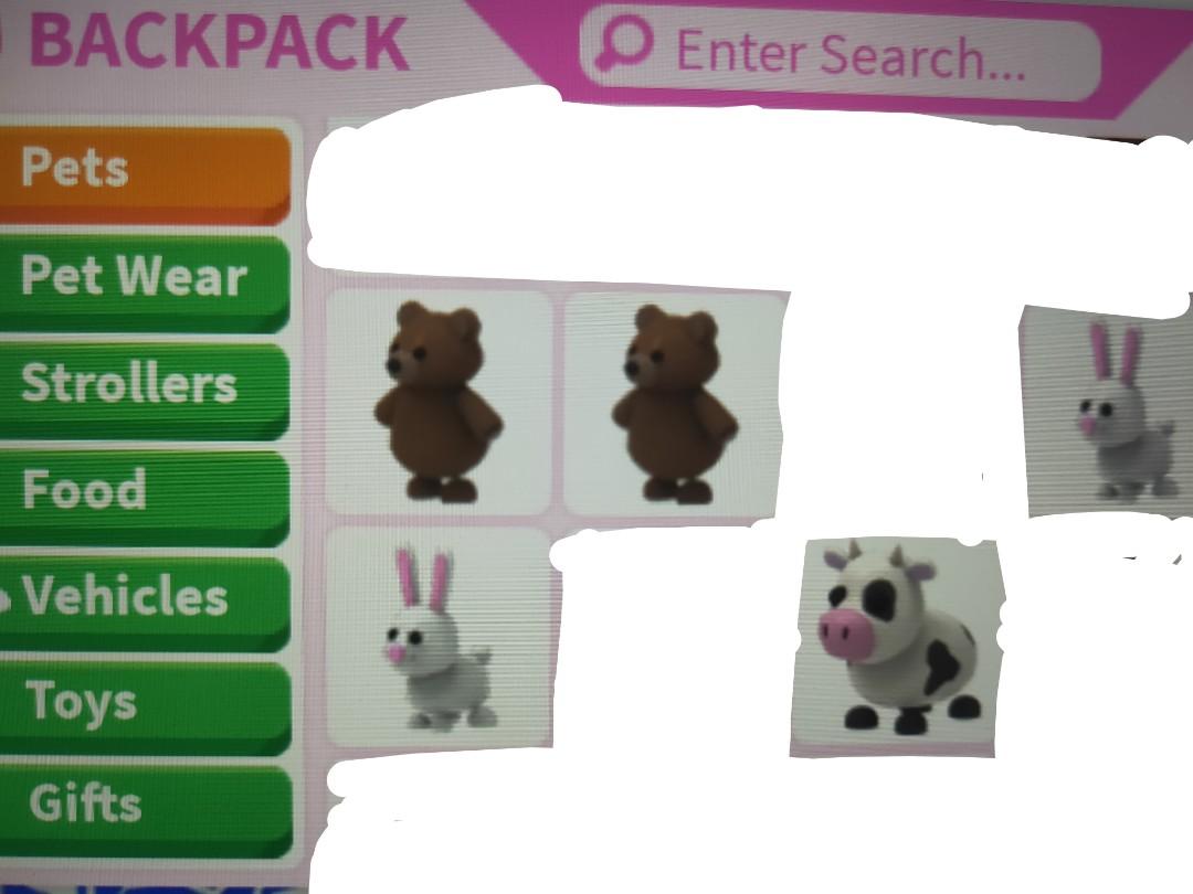 Bear Bunny Cow Sold Adopt Me Roblox Toys Games Video Gaming In Game Products On Carousell - rabbit roblox adopt me