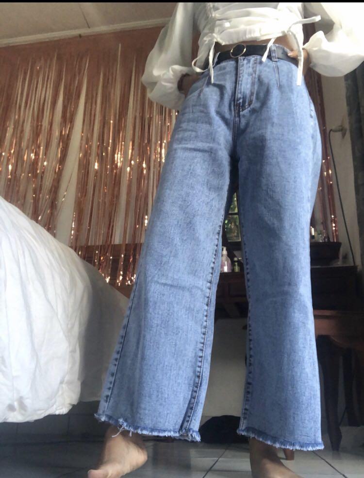 Boyfriend Jeans Kulot Wide, Fesyen 