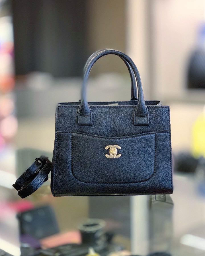 Chanel Black Caviar Mini Neo Executive Shopping Tote LGHW, Luxury