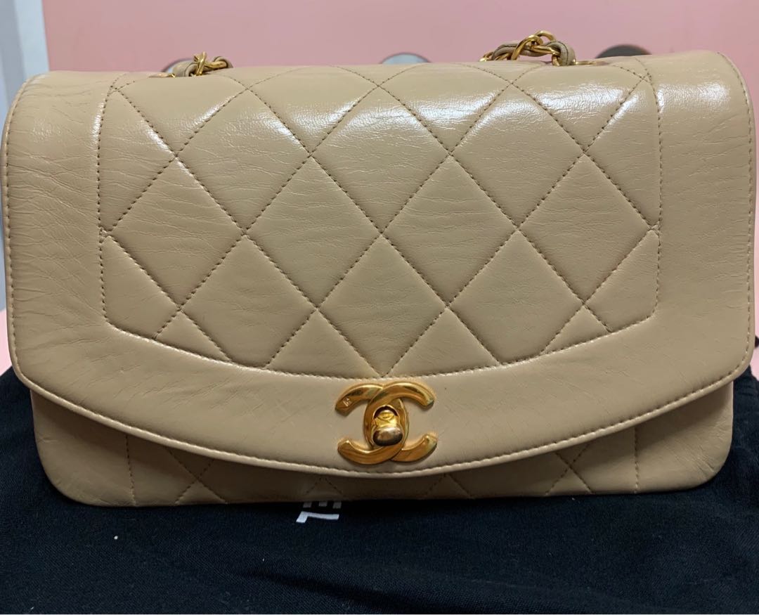 Chanel Diana 9 inch Flap Beige rare Women s Fashion Bags