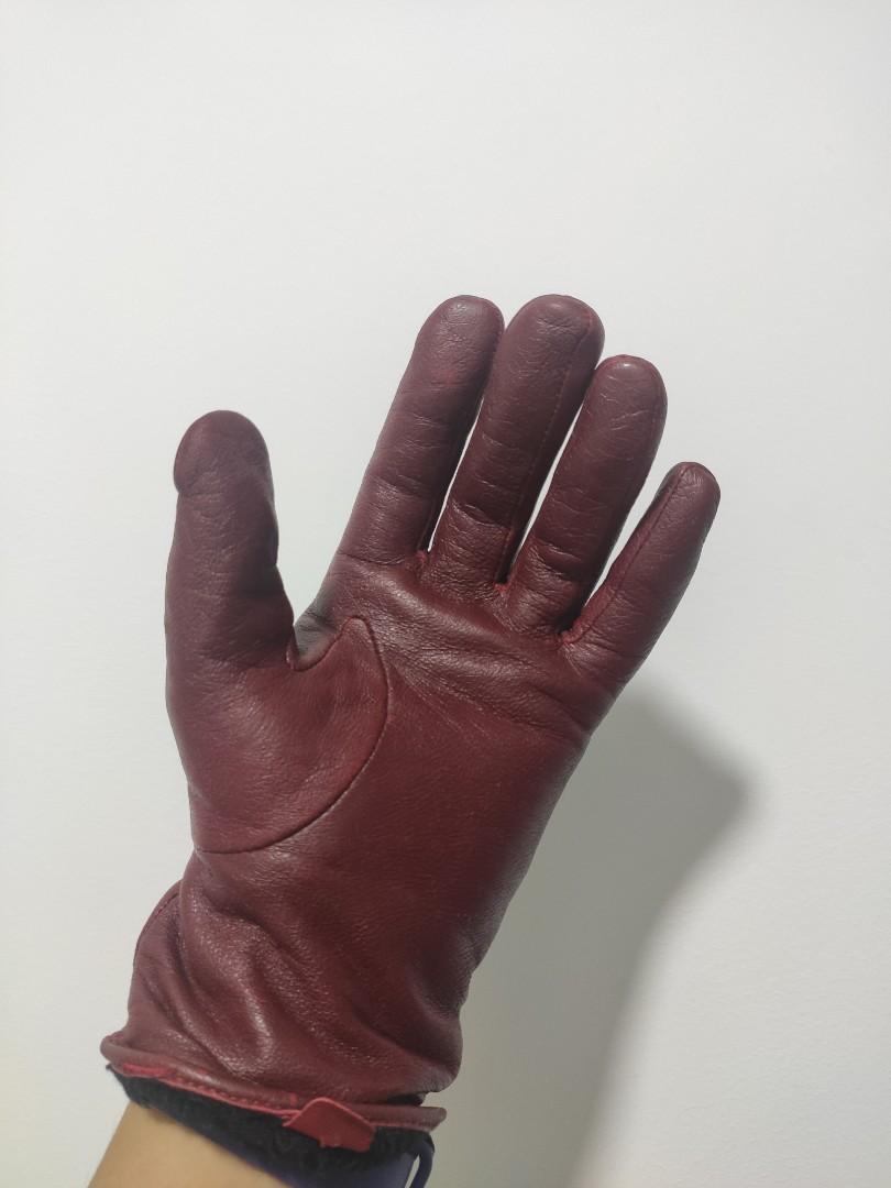 dark red leather gloves