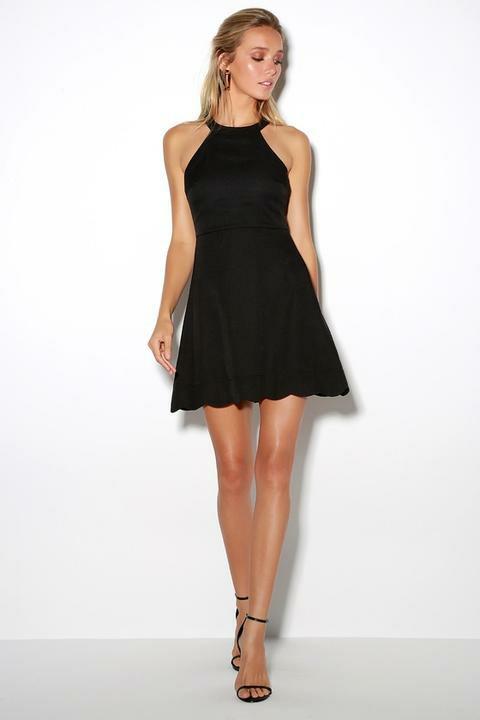 Black halter skater dress Clearance