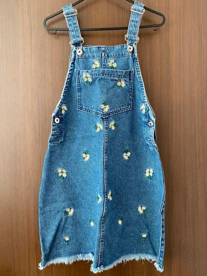 Daisy Floral Denim Overalls, Women's 