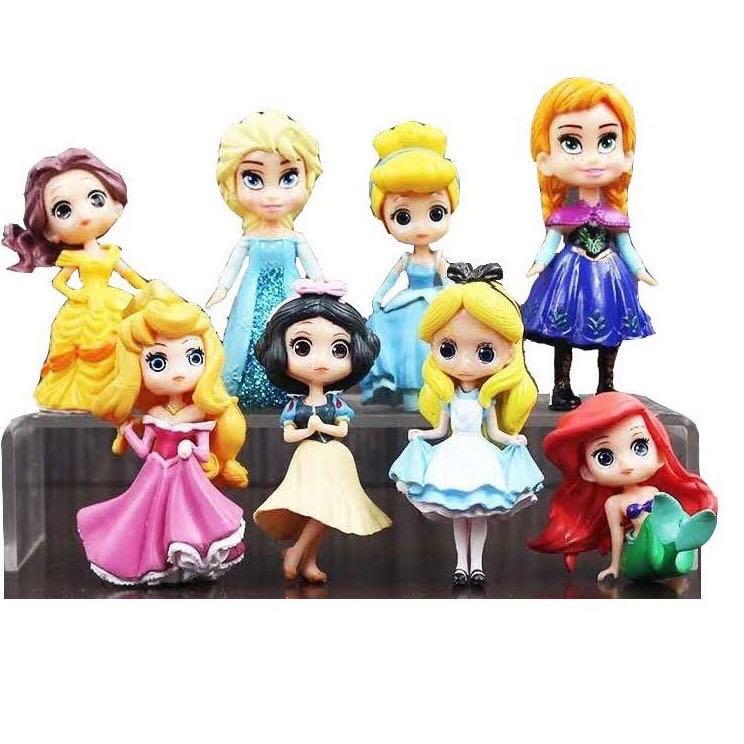 Disney Princess Set of 8 Qposket Chibi Elsa,Belle,Jasmine,Ariel,Snow White, Rapunzel,Cinderella cake topper, Hobbies & Toys, Toys & Games on Carousell
