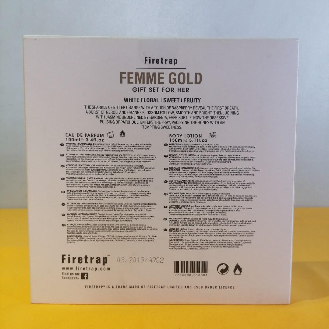 Firetrap Femme Gold Gift Set For Her New Never Been Opened Women s Perfume Body Lotion
