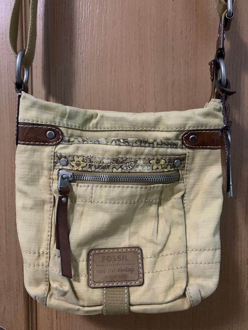 Fossil Canvas with Leather detail Sling bag