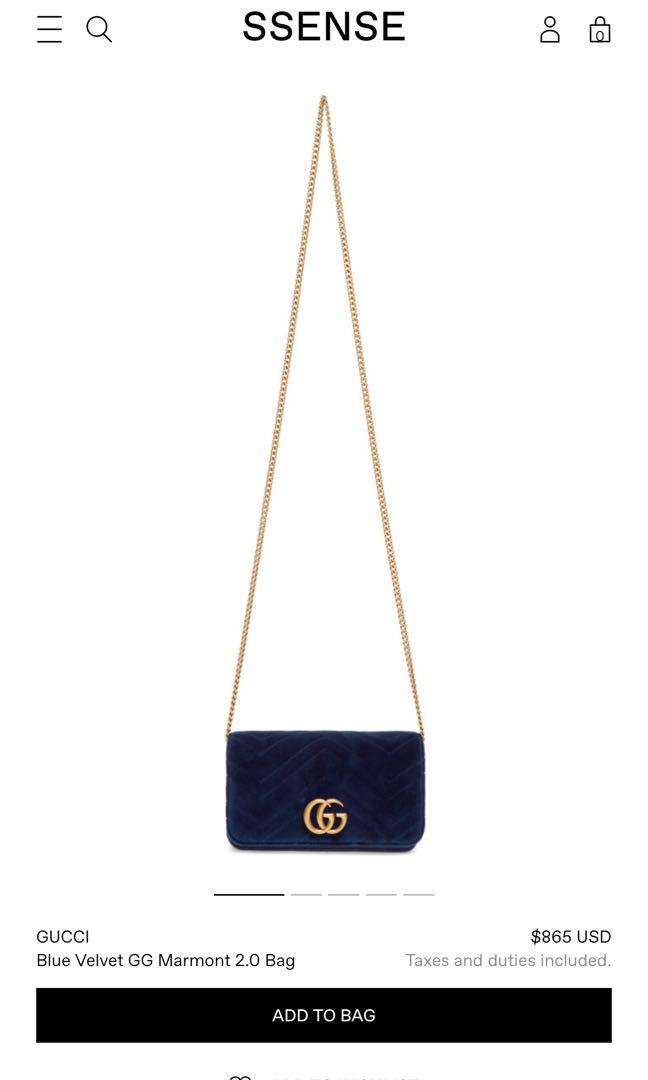 Gucci marmont hotsell mini blue velvet