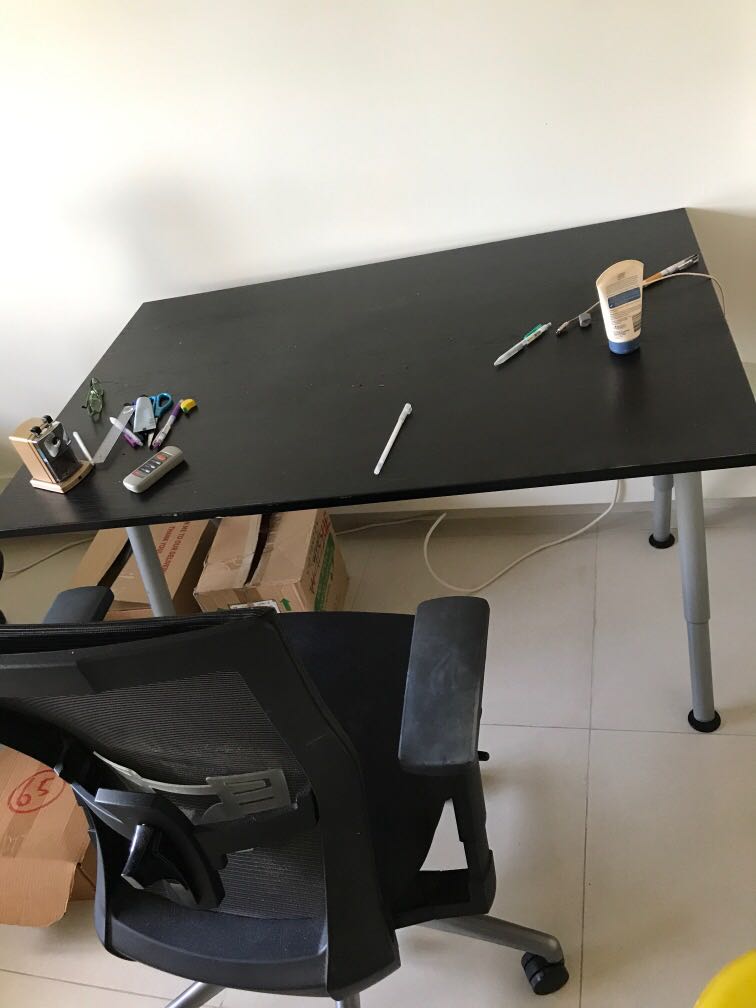 IKEA computer table and chair, Furniture & Home Living, Furniture
