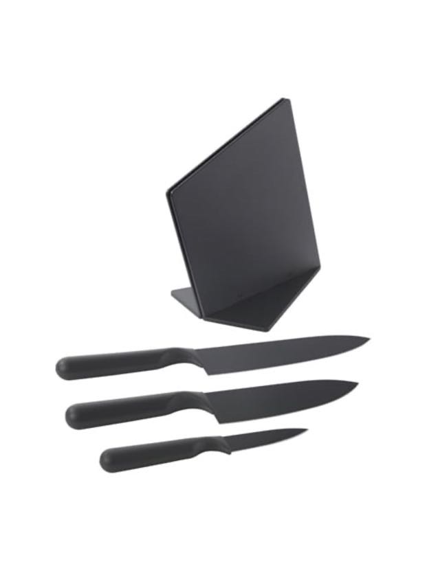 ikea jamfora knife block with 3 knives ready stock