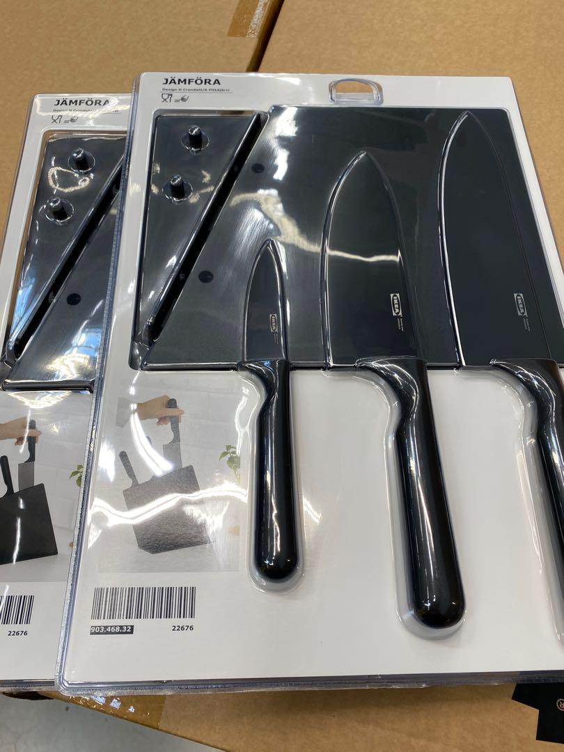 Ikea Jamfora Knife Block With 3 Knives Ready Stock Kitchen Appliances On Carousell