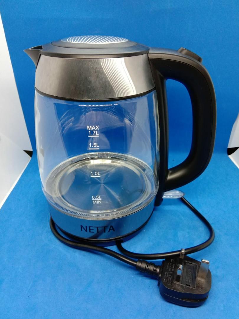 1.7L Cordless Hot Water Boiler with 100% Stainless Steel Inner Lid & LED Indicator Light IKICH Glass Electric Kettle FDA Approval Tea Heater Black Auto-off & Boil-Dry Protection, 1500 W A+++ 