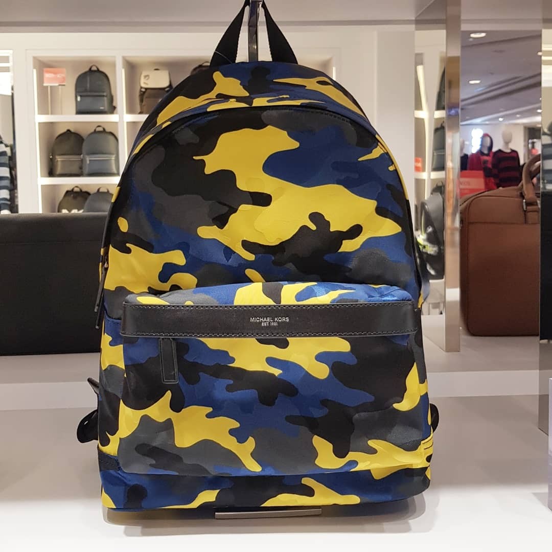 michael kors backpack blue camo