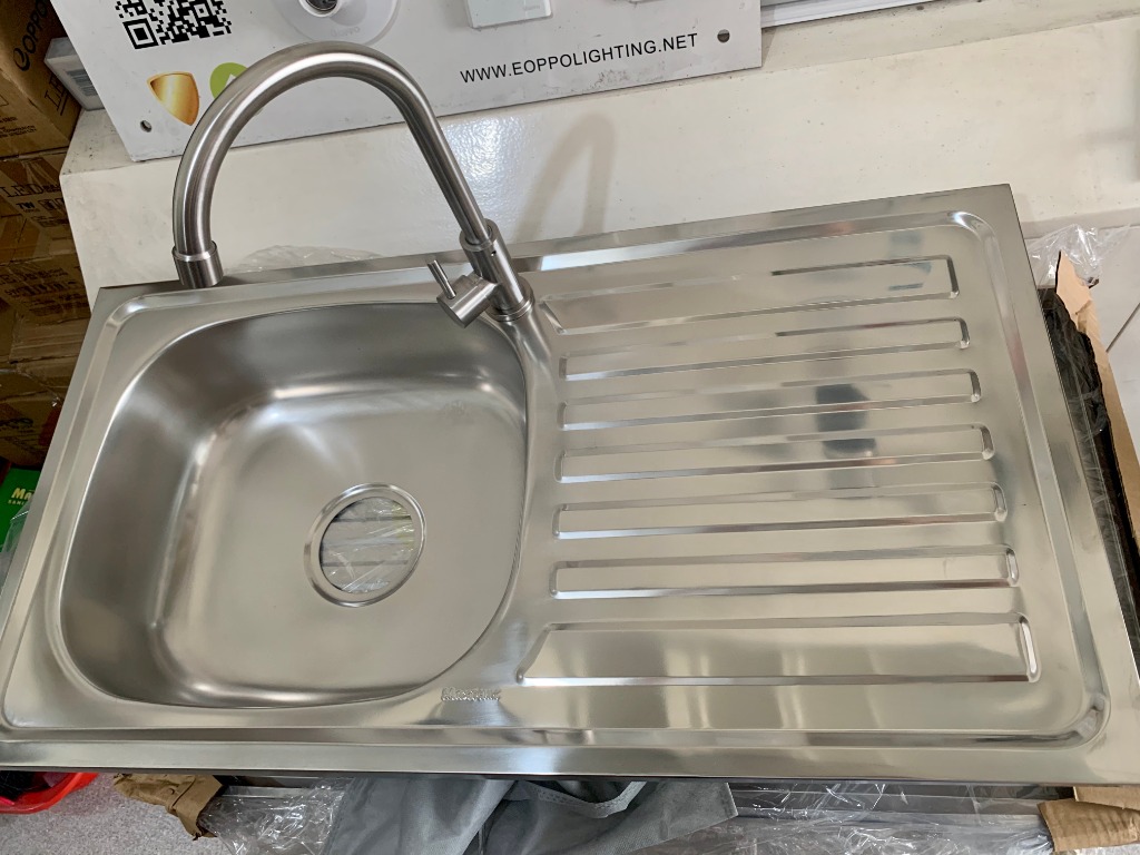 Kitchen Sink with Drainboard SET with 25 SUS Faucet, Furniture ...