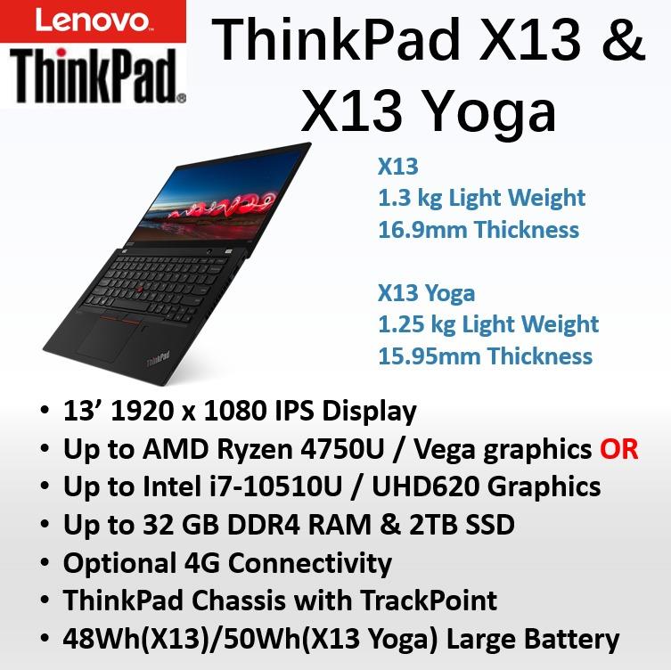 Lenovo Thinkpad X13 And X13 Yoga Intel 10th And Ryzen 4650u 4750u Electronics Computers Laptops On Carousell