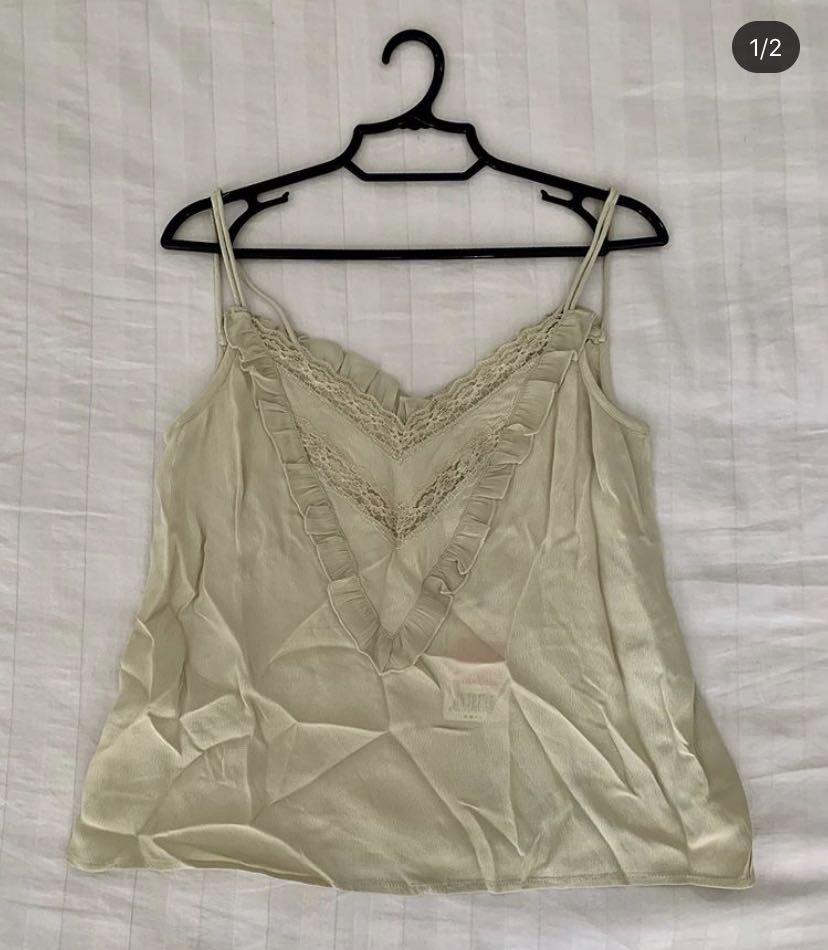 Light Olive Green Mango Top Women S Fashion Clothes Tops On Carousell