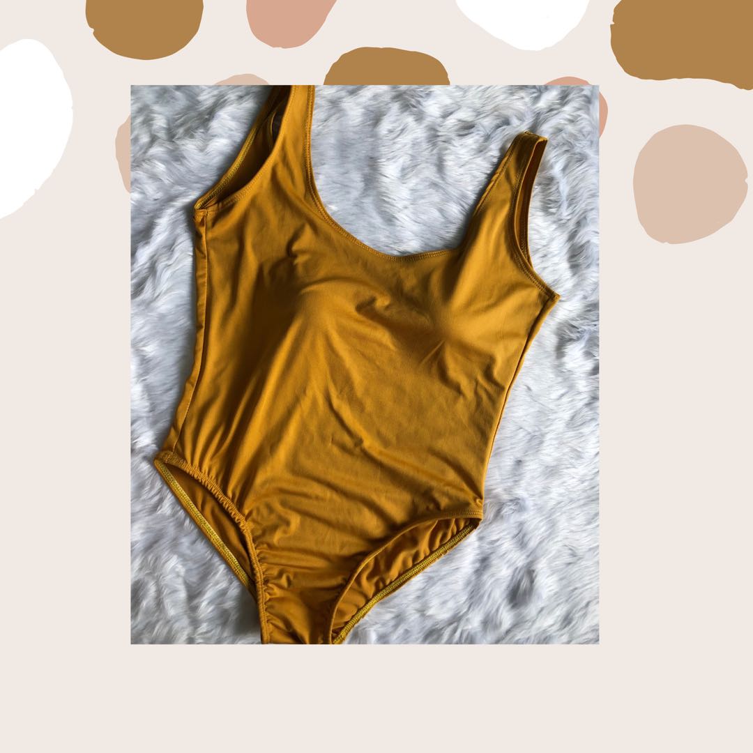 mustard one piece swimsuit