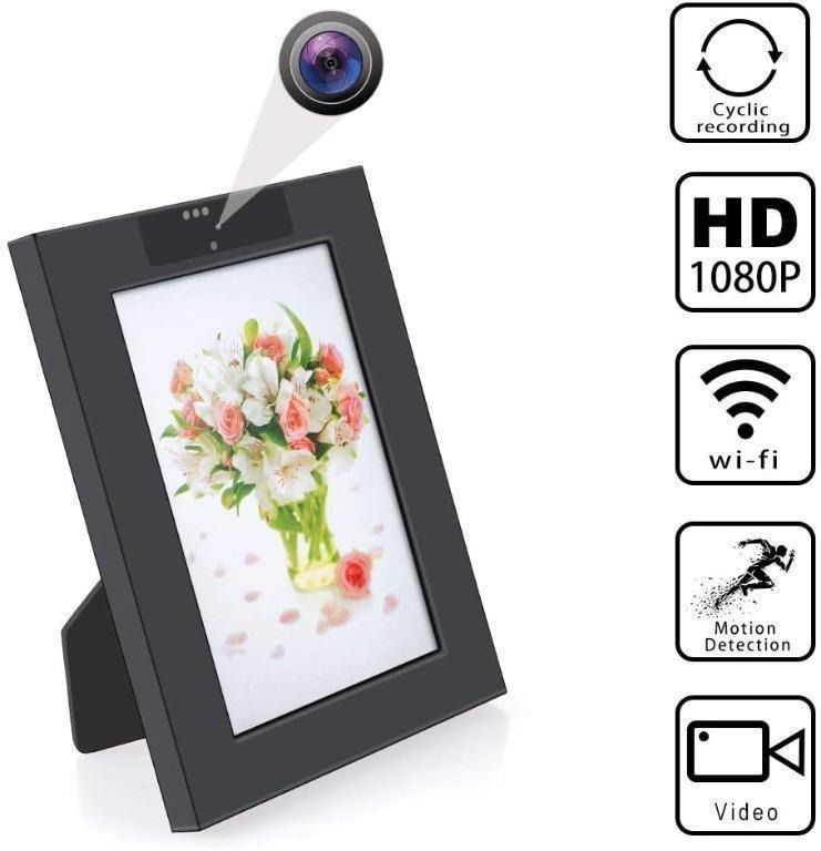 Photo Frame Hidden Camera WiFi Mini Picture Frame Spy Camera for Home/Office Security & Pets